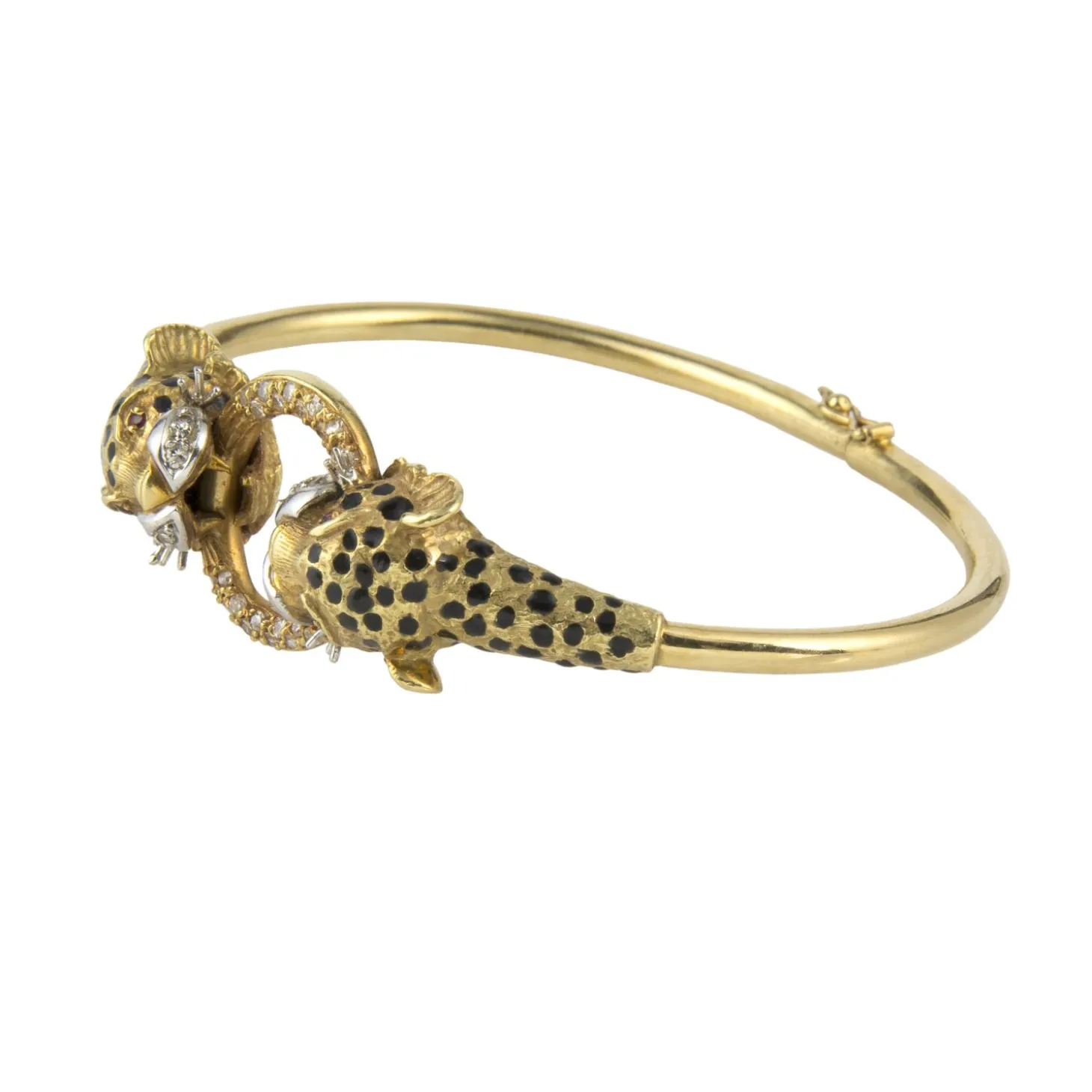 PULSERAS Pulsera rígida oro amarillo leopardos esmaltados