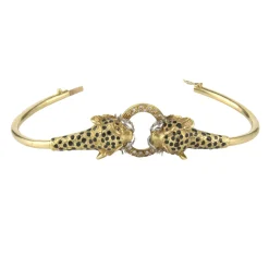 PULSERAS Pulsera rígida oro amarillo leopardos esmaltados