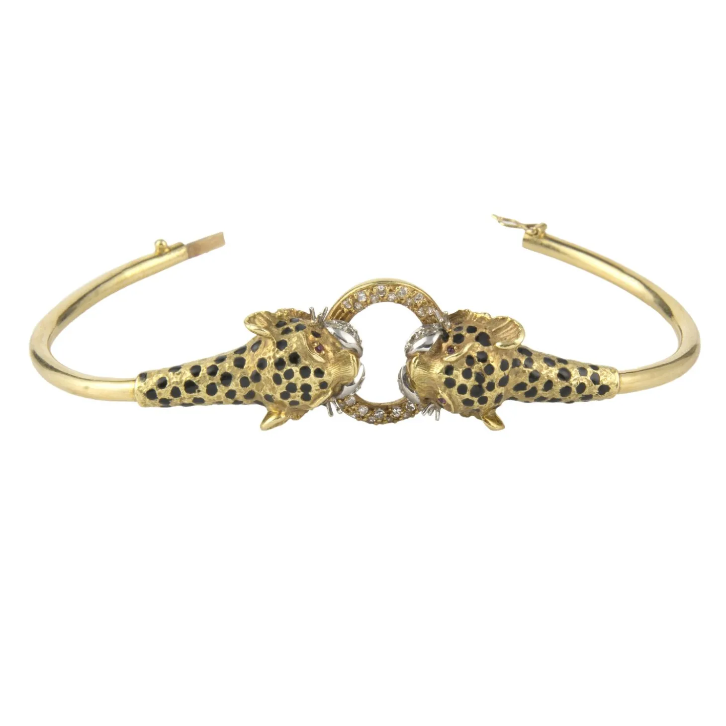 PULSERAS Pulsera rígida oro amarillo leopardos esmaltados