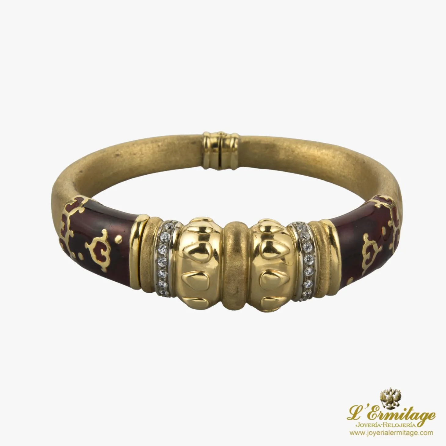 PULSERAS Pulsera rígida oro amarillo mate diamantes y esmalte