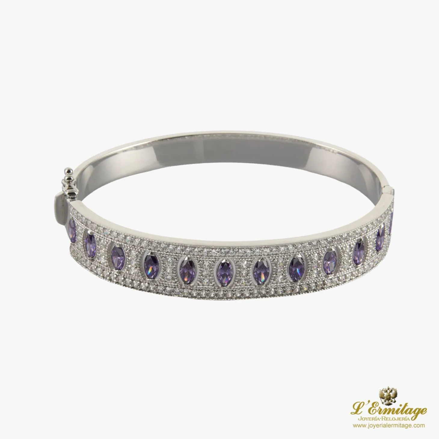 PULSERAS Pulsera rígida oro blanco amatistas y diamantes