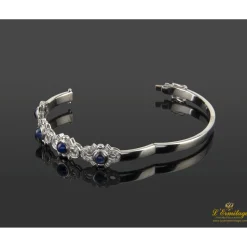 PULSERAS Pulsera rígida oro blanco zafiros cabuchón y diamantes