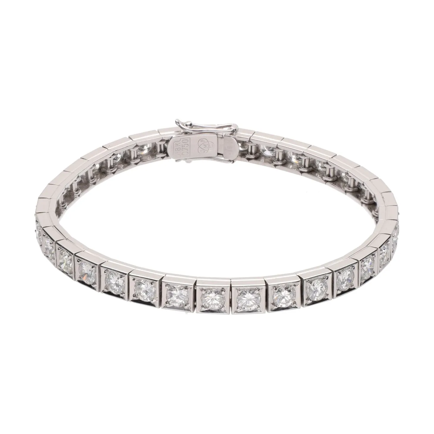 PULSERAS Pulsera riviere en oro blanco con brillantes.
