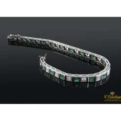PULSERAS Pulsera riviere oro blanco diamantes y esmeraldas