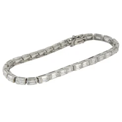 PULSERAS Pulsera riviere oro blanco y diamantes talla esmeralda.