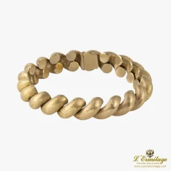 PULSERAS Tres pulseras eslabón trenzado oro blanco amarillo y rosa
