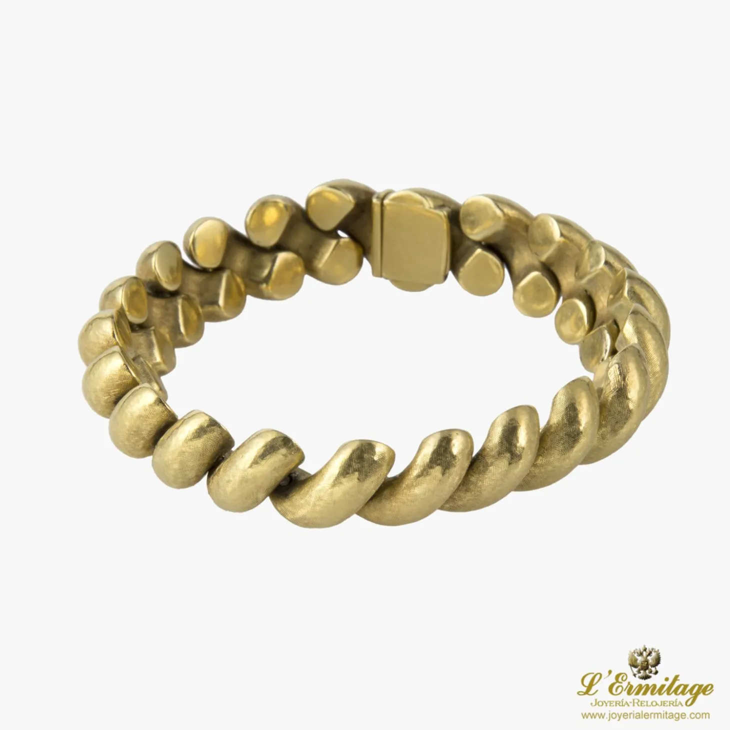 PULSERAS Tres pulseras eslabón trenzado oro blanco amarillo y rosa