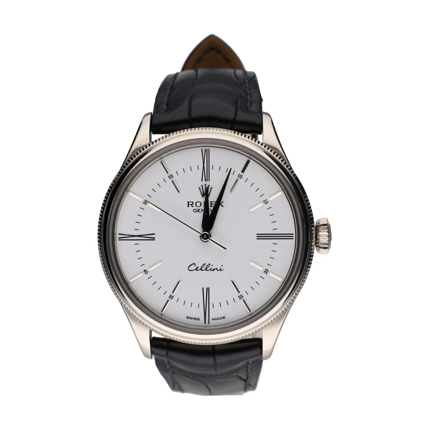 ROLEX Cellini oro blanco cuero 39mm.