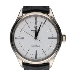 ROLEX Cellini oro blanco cuero 39mm.