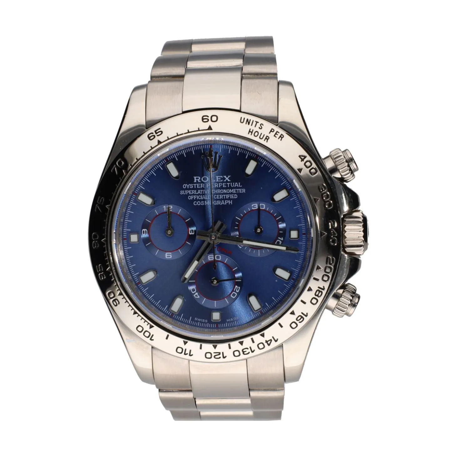 ROLEX Daytona oro blanco esfera azul.