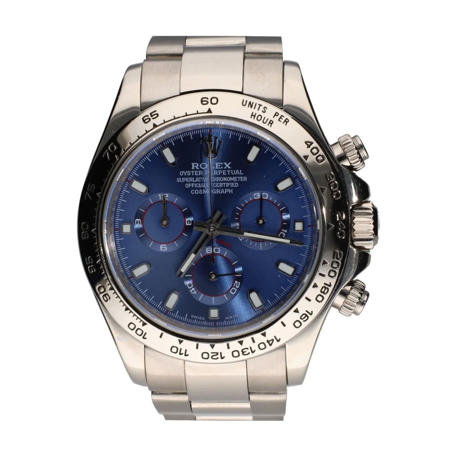 ROLEX Daytona oro blanco esfera azul.
